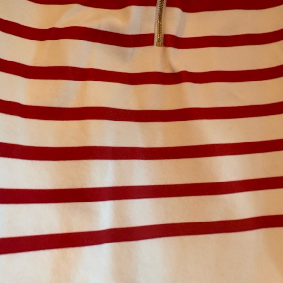 Dudley Stephens White and Red Terry Fleece Striped Marion  Zip Pullover, Sz S - Picture 3 of 5